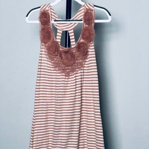 Striped Tank w/Floral Appliqué